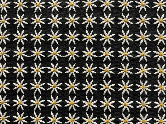Daisy Embroidery Black