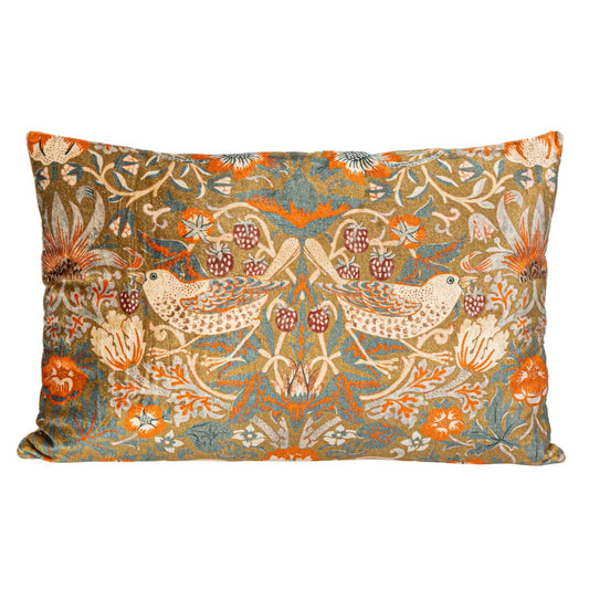 Birds Flowers Velvet Lumbar